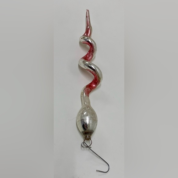 Early 20th Century Vtg Blown Mercury Glass Christmas Snake Tree Ornament - Picture 10 of 12